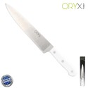 Cuchillo Husky Cocina 20 cm. Hoja Acero Inoxidable, Cuchillo Carne, Cuchillo Pescado, Cuchillo Chef, Mango Ergonómico Blanco