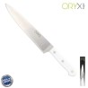 Cuchillo Husky Cocina 20 cm. Hoja Acero Inoxidable, Cuchillo Carne, Cuchillo Pescado, Cuchillo Chef, Mango Ergonómico Blanco