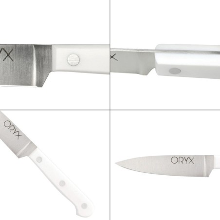 Cuchillo Husky Cocina 20 cm. Hoja Acero Inoxidable, Cuchillo Carne, Cuchillo Pescado, Cuchillo Chef, Mango Ergonómico Blanco