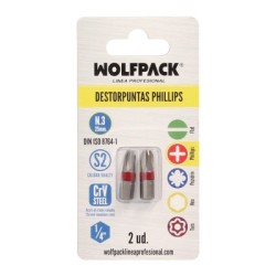 Puntas Destornillador Phillips N.º 3 (2 Piezas). Acero S2 al Cromo Vanadio. Puntas Hexagonales, Destorpuntas,