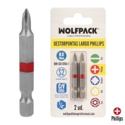 Puntas Largas Destornillador Phillips N.º 0 (2 Piezas). Acero S2 al Cromo Vanadio. Puntas Hexagonales, Destorpuntas,