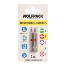 Puntas Largas Destornillador Phillips N.º 0 (2 Piezas). Acero S2 al Cromo Vanadio. Puntas Hexagonales, Destorpuntas,