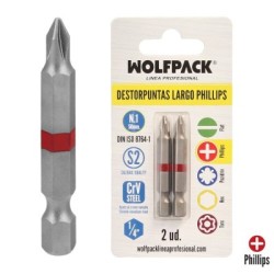 Puntas Largas Destornillador Phillips N.º 1 (2 Piezas). Acero S2 al Cromo Vanadio. Puntas Hexagonales, Destorpuntas,