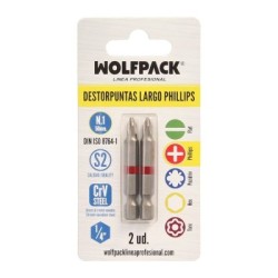 Puntas Largas Destornillador Phillips N.º 1 (2 Piezas). Acero S2 al Cromo Vanadio. Puntas Hexagonales, Destorpuntas,