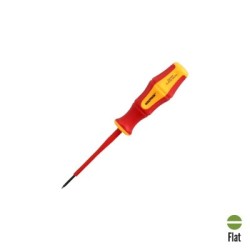 Destornillador Plano Aislado Certificado VDE 1.000 V. Medida 0,4 x Diámetro 2,5 x 75 mm. Destornillador Seguridad Electricista