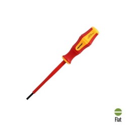 Destornillador Plano Aislado Certificado VDE 1.000 V. Medida 0,6x Diámetro 3,0 x 100 mm. Destornillador Seguridad Electricista