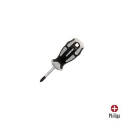 Destornillador Phillips Acero S2 Mango TPR Bimaterial. Medida PH 1 x Diámetro 5,0 x 38 mm. DIN5262.