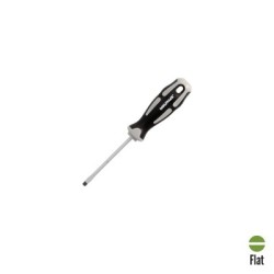 Destornillador Plano Estampado Acero S2 Mango TPR Bimaterial. Medida 0,8 x Diámetro 4,0 x 75 mm. DIN5265