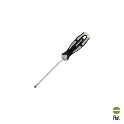 Destornillador Plano Estampado Acero S2 Mango TPR Bimaterial. Medida 0,8 x Diámetro 4,0 x 100 mm. DIN5265