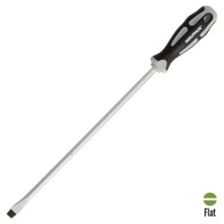 Destornillador Plano Estampado Acero S2 Mango TPR Bimaterial. Medida 1,6 x Diámetro 9,0 x 300 mm. DIN5265