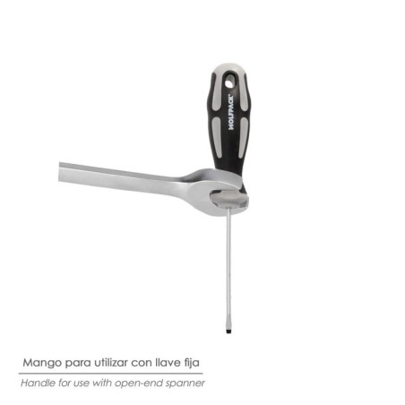 Destornillador Plano Vaciado Acero S2 Mango TPR Bimaterial. Medida 0,5 x Diámetro 3,0 x 75 mm. DIN5265