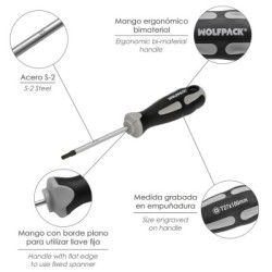 Destornillador Torx Inviolable Acero S2 Mango TPR Bimaterial. Medida T27 x Diámetro 6,0 x 100 mm.