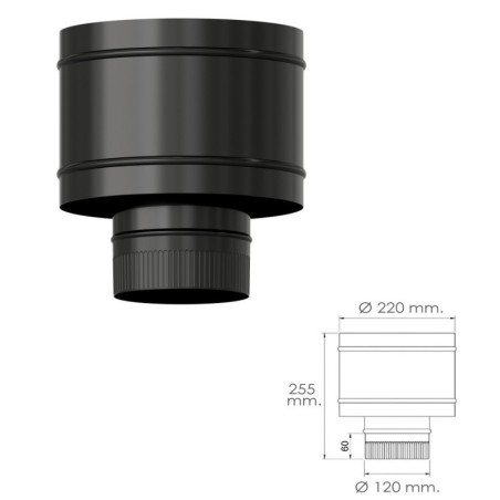 Terminal Antirrevocante Estufa Vitrificado Negro Diámetro 120 mm.