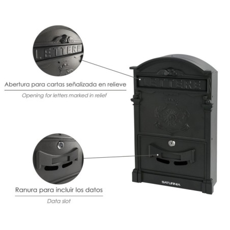 Buzón Jardín Aluminio Fundido Palace Gris Antracita 255 x 410 x 90 mm.