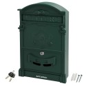 Buzón Jardín Aluminio Fundido Verde Palace 255 x 410 x 90 mm.