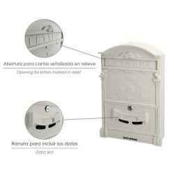 Buzón Jardín Aluminio Fundido Blanco Palace 255 x 410 x 90 mm.