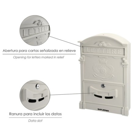 Buzón Jardín Aluminio Fundido Blanco Palace 255 x 410 x 90 mm.