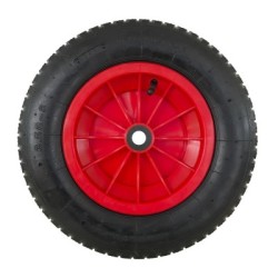 Rueda Carretilla Invernadero Neumática Llanta Plástico, Diámetro 370 mm. Eje Diámetro 20 mm.