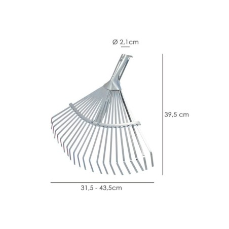 Rastrillo Metálico Para Jardín Ancho Regulable 31,5 A 43,5 cm. rastrillo Hojas, Cepillo Jardín, Escoba Metálica, Escoba Jardín