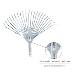 Rastrillo Metálico Para Jardín Ancho Regulable 31,5 A 43,5 cm. rastrillo Hojas, Cepillo Jardín, Escoba Metálica, Escoba Jardín