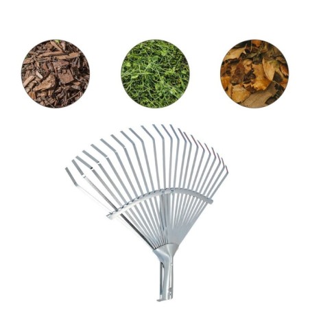 Rastrillo Metálico Para Jardín Ancho Regulable 31,5 A 43,5 cm. rastrillo Hojas, Cepillo Jardín, Escoba Metálica, Escoba Jardín