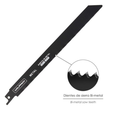 Hoja Sierra Sable Para Metales 228 mm. 18 Tpi. 5 Piezas. Sierra Hierro Aluminio, Cobre, Plástico
