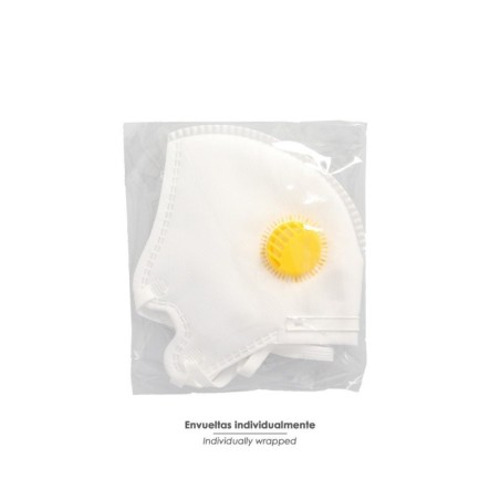 Mascarilla Respiratoria FFP2 Con Válvula. Plegable (20 Unidades) Envasadas Individualmente