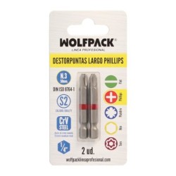 Puntas Largas Destornillador Phillips N.º 3 (2 Piezas). Acero S2 al Cromo Vanadio. Puntas Hexagonales, Destorpuntas,