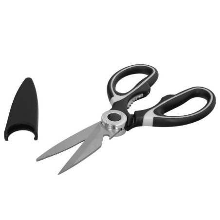 Tijera Cocina Hojas de Acero Inoxidable, Mangos Ergonómicos en TPR Con Funda Protectora