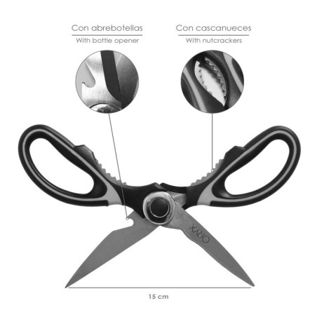 Tijera Cocina Hojas de Acero Inoxidable, Mangos Ergonómicos en TPR Con Funda Protectora