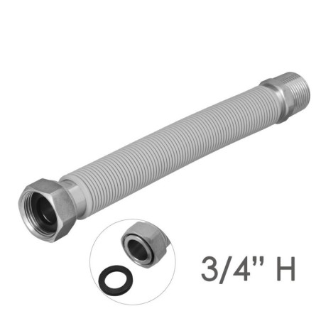 Tubería Extensible Agua Acero Inoxidable Corrugado. Longitud de 22,5 a 30 cm. Tomas 3/4"