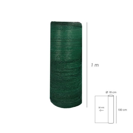 Malla Sombreo Rollo 1 x 50 metros, Reduce Radiación, protección Jardín y Terraza, Regula Temperatura, Color Verde Claro