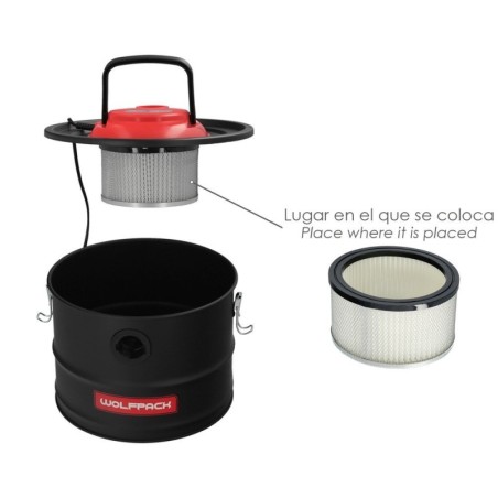 Filtro Para Aspirador De Cenizas Aspirador Cenizas WOLFPACK 1200 Watt. 15 Litros (Código 07010550)