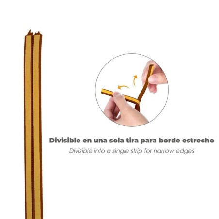 Burlete Caucho Marrón Rollo 6 Metros. x 9 mm. Sellador Ventanas y Puertas. Aísla Del Ruido. Para Umbrales de 1 A 3,5 mm.