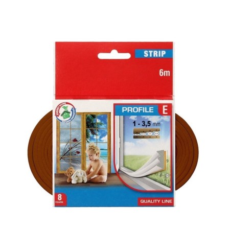 Burlete Caucho Marrón Rollo 6 Metros. x 9 mm. Sellador Ventanas y Puertas. Aísla Del Ruido. Para Umbrales de 1 A 3,5 mm.