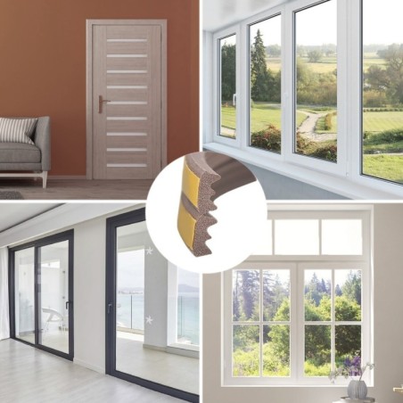 Burlete Caucho Marrón Rollo 6 Metros. x 9 mm. Sellador Ventanas y Puertas. Aísla Del Ruido. Para Umbrales de 1 A 3,5 mm.