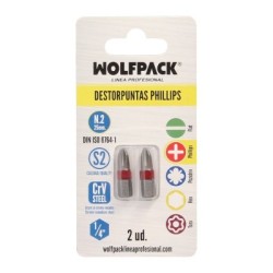 Puntas Largas Destornillador Phillips N.º 2 (2 Piezas). Acero S2 al Cromo Vanadio. Puntas Hexagonales, Destorpuntas,