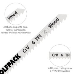 Hojas Sierra Calar Para Madera Corte Grueso 5 Piezas. Hoja Cromo Vanadio 58. Vástago T Universal