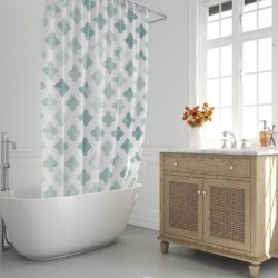 Cortina Ducha Geométrica Azul 180x200 cm. Impermeable