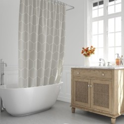 Cortina Ducha Formas Geométricas Beige 180x200 cm. Impermeable