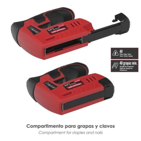 Clavadora Grapadora Recargable, Pistola Grapas y Clavos, Clavadora a Batería, 1.500 mAh, 40 Grapas Minuto Con Grapas y Clavos
