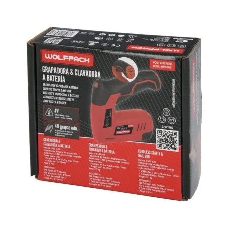 Clavadora Grapadora Recargable, Pistola Grapas y Clavos, Clavadora a Batería, 1.500 mAh, 40 Grapas Minuto Con Grapas y Clavos