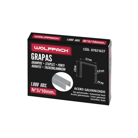 Grapas Para Clavadora Eléctrica N.º 3 10x11,4 mm. Caja 1.000 Piezas. Grapas Tipo 53. Grapas Grapadora,