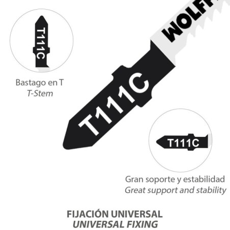 Hojas Sierra Calar Para Madera Corte Medio 5 Piezas. Hoja Cromo Vanadio 58. Vástago T Universal