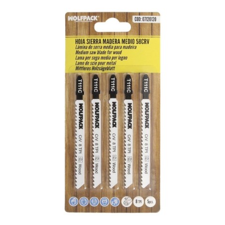 Hojas Sierra Calar Para Madera Corte Medio 5 Piezas. Hoja Cromo Vanadio 58. Vástago T Universal