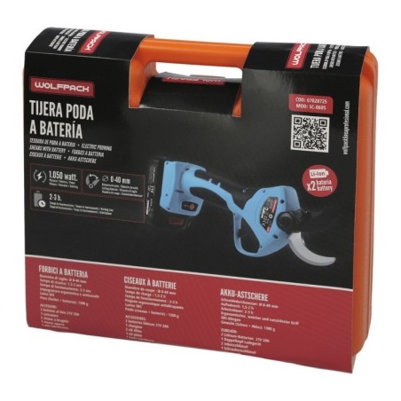 Tijera Podar A Batería 21v/2ah Con 2 Baterías y Maletín